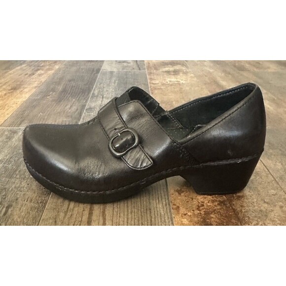 Dansko Tamara Black Full Grain Leather Clogs w/ Buckle Sz Eur 38, US 7.5-8 - Picture 4 of 9